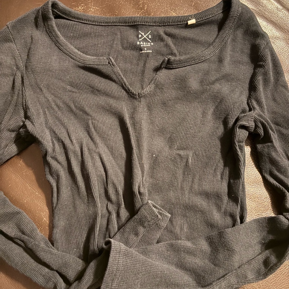 PacSun Charcoal Long Sleeve Ribbed Top